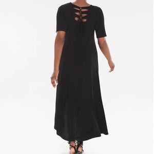 Chico's Long Maxi Dress with Lace-up Back Detail (Chico's Size 00) - Black